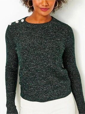 Lilly Pulitzer Morgen Sequin Sweater in Evergreen Metallic XXS